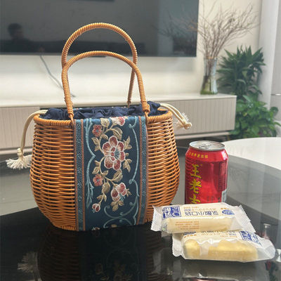 H15贝壳状椭圆形19X13X16全29cm 手提篮仿藤编时尚简约插花篮