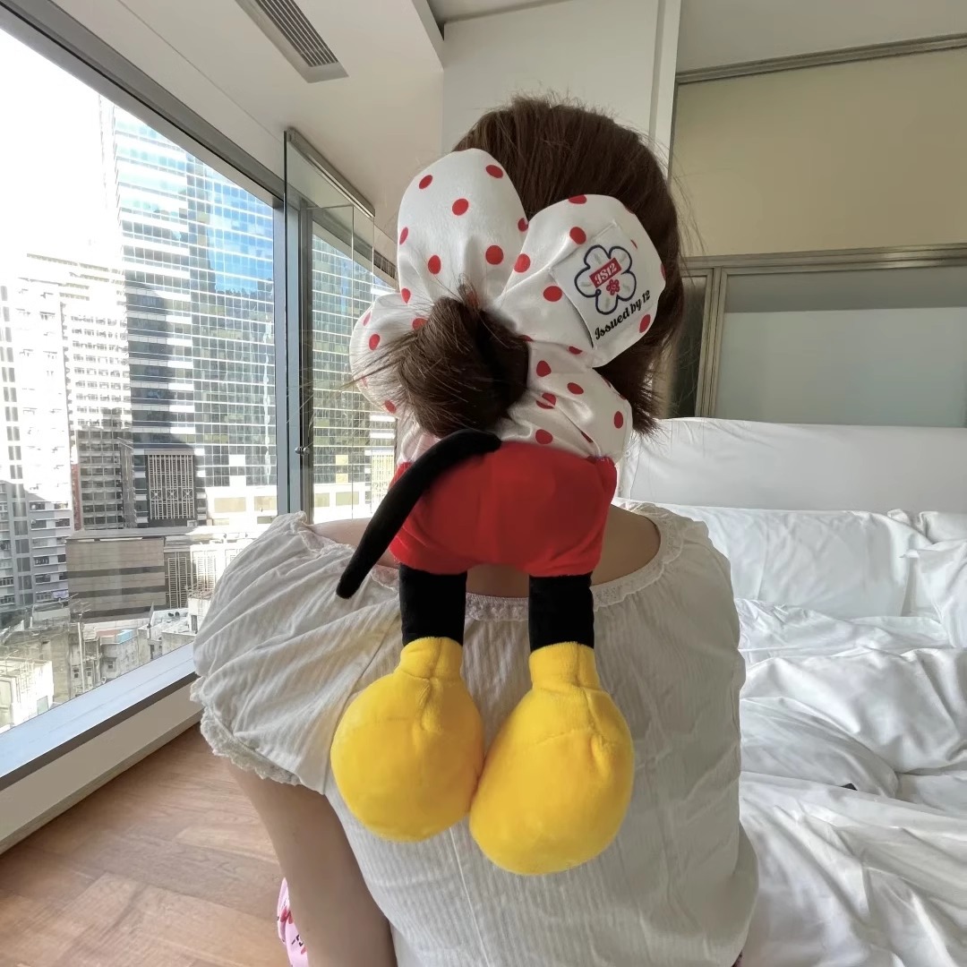 红色米奇屁屁发圈超大个头绳女大肠花朵波点可爱毛绒头饰发饰