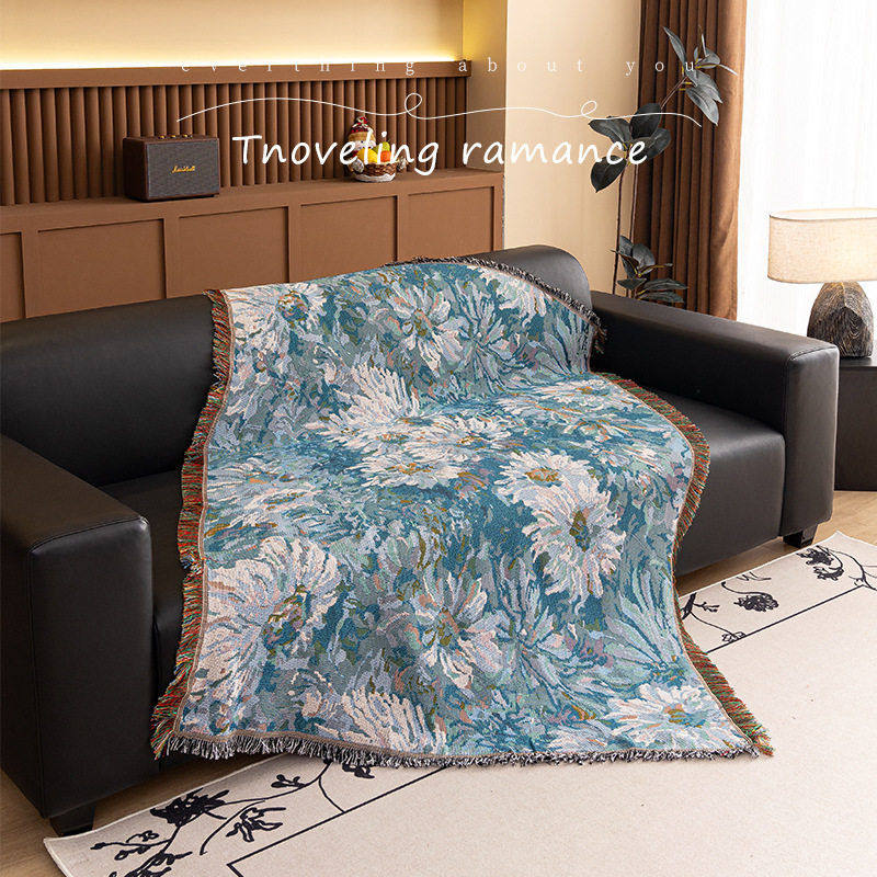 美式复古花朵沙发巾人沙发盖布家用老虎凳沙发毯户外露营休闲毯,居家布艺,沙发垫,淘宝优惠券,粉丝福利购,淘宝优惠卷