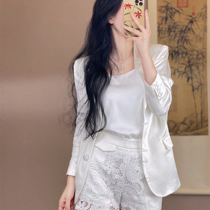 快速发货2023早春白色裤子女百搭简约气质高腰性感黑Y色纯色蕾丝