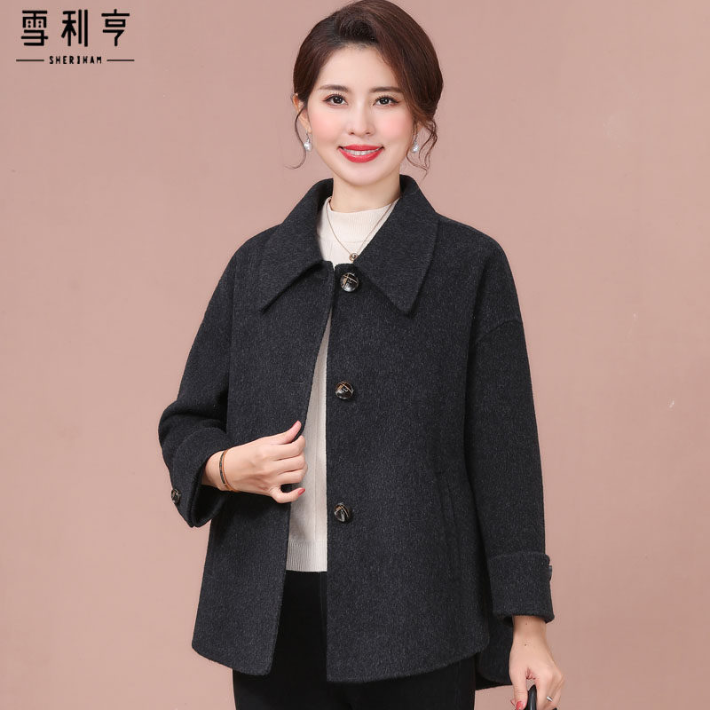 速发小个子妈妈双年大衣时尚短款洋气中面老装秋装新款毛呢外套
