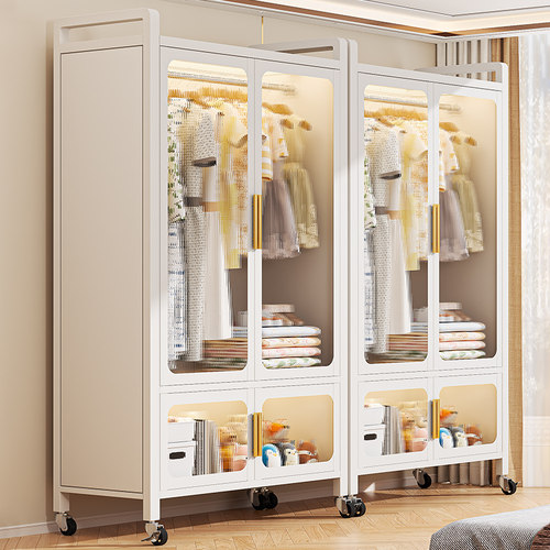 速发铁艺简易衣柜收纳柜儿童厅柜家用客衣宝宝衣橱置衣柜物服储物