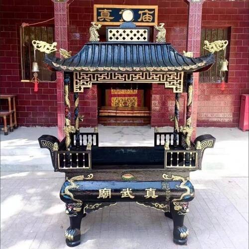 大型户外定制铸铁室外香炉寺庙祠堂龙柱道观长方形顶盖纯铜大号