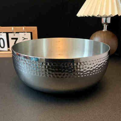 锻打锤纹304不锈钢盆子套装加厚家用 厨房打蛋和面洗菜火锅汤盆