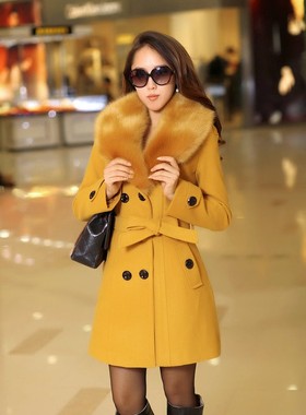 Women length woolen coat winter overcoat girl warm wool coat