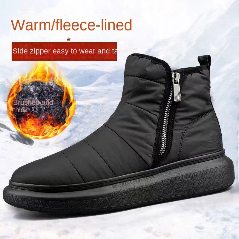 Men's Snow Boots Winter Top Fleece and Thick Short Plush