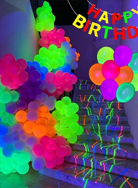 100Pcs Neon Happy Birthday Balloons 12inch UV Glow
