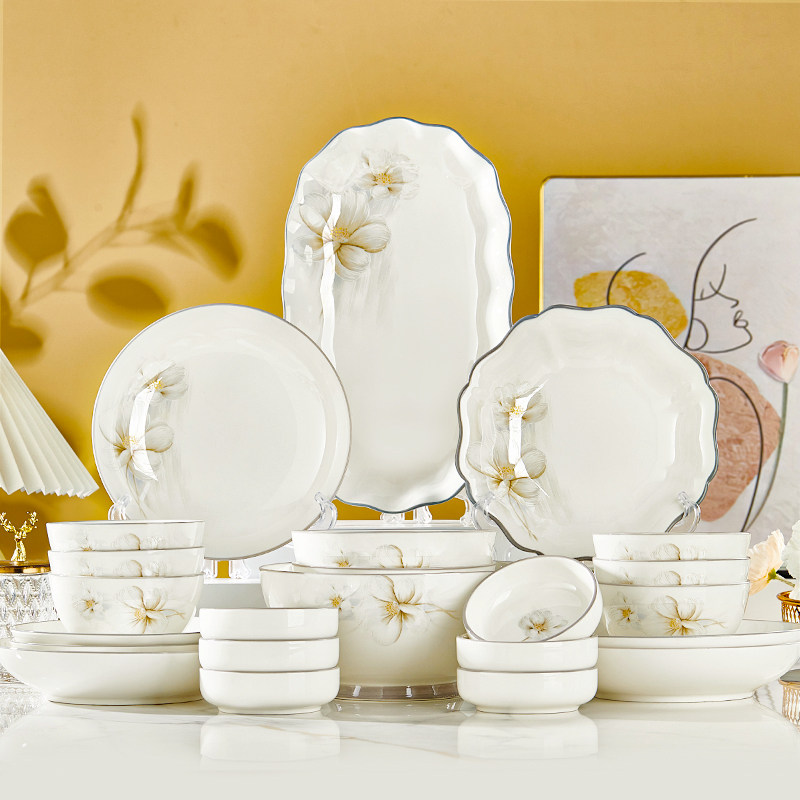 高档碗碟陶瓷餐具高颜值新中式乔迁新居礼物送礼碗盘碟筷套装礼盒,餐饮具,碗,淘宝优惠券,粉丝福利购,淘宝优惠卷