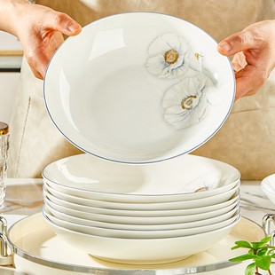 景德镇中式陶瓷盘子菜盘家用2026新款高颜值可微波餐具盘子高级感