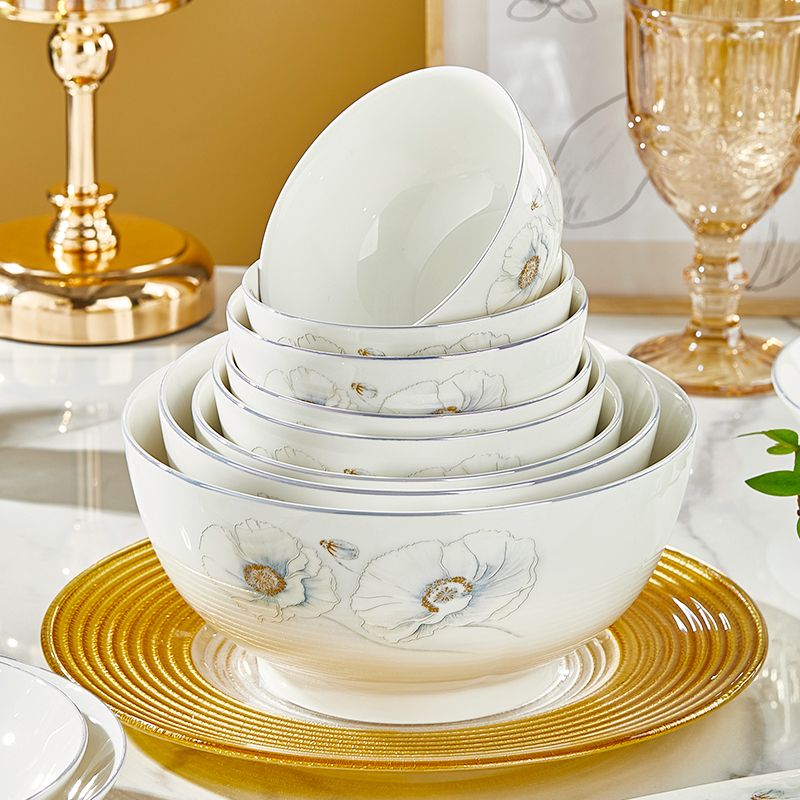 景德镇陶瓷碗盘碟单品餐具2025新款特别好看的饭碗汤碗菜盘鱼盘碟