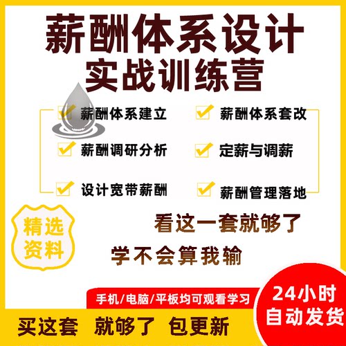 薪酬结构体系设计岗位分析定薪宽带薪酬HR人力资源薪酬管理课程
