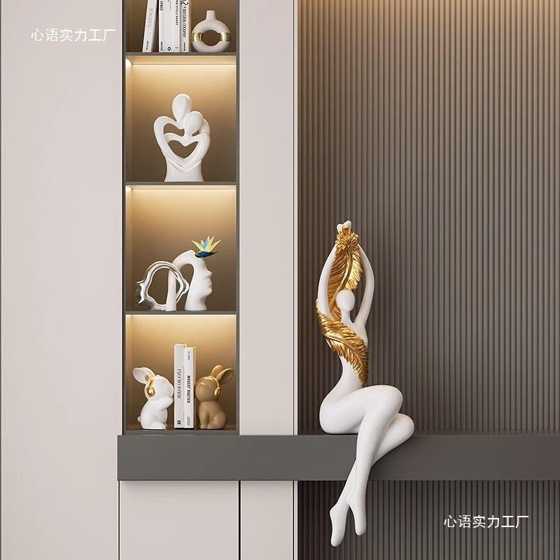 高级感玄关隔断摆件入户客厅电视柜酒柜装饰办公室艺术软装工艺品图片