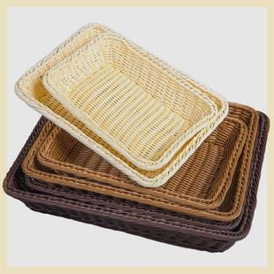 馍筐家用篮子手工藤编织竹篓长方形收纳竹编制篮子厨房放馒头的筐