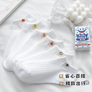 白色袜子女短袜春秋薄款日系可爱浅口船袜学生袜ins潮透气