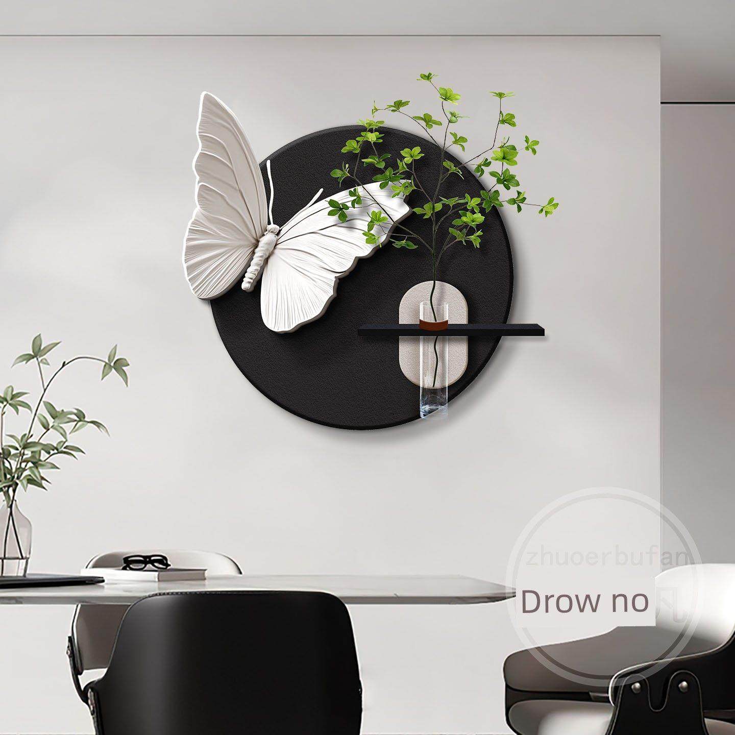 餐厅装饰画黑白蝴蝶简约高级感抽象客厅挂画水培绿植餐桌墙面壁画,家居饰品,现代装饰画,淘宝优惠券,粉丝福利购,淘宝优惠卷