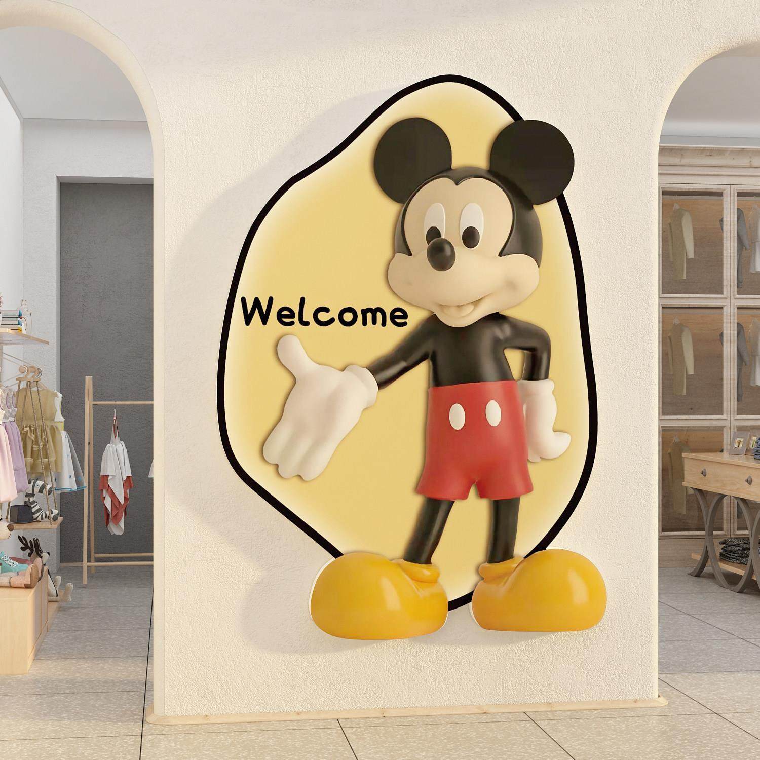 童服装店铺创意网红公仔墙面装饰道具贴纸布置电梯门米奇吧台背景,家居饰品,文化墙贴,淘宝优惠券,粉丝福利购,淘宝优惠卷