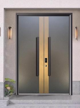 铸铝别墅大门双开门精雕入户门对开农村自建房现代进户庭院门定制