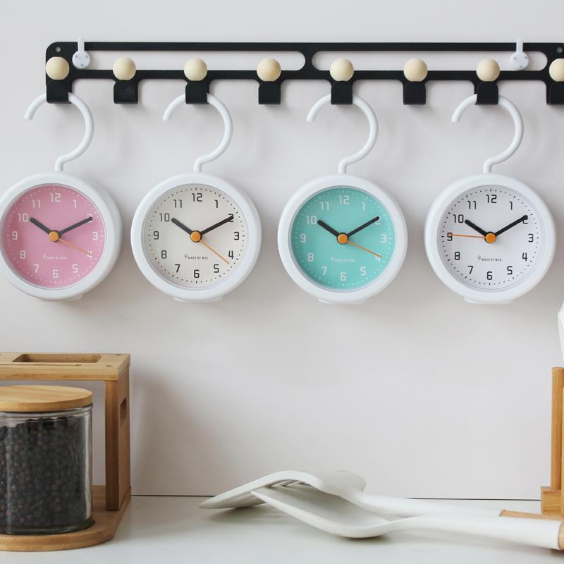 MJK2023新款简约浴室小时钟创意厨房防水表摆件小挂钟静音免打孔