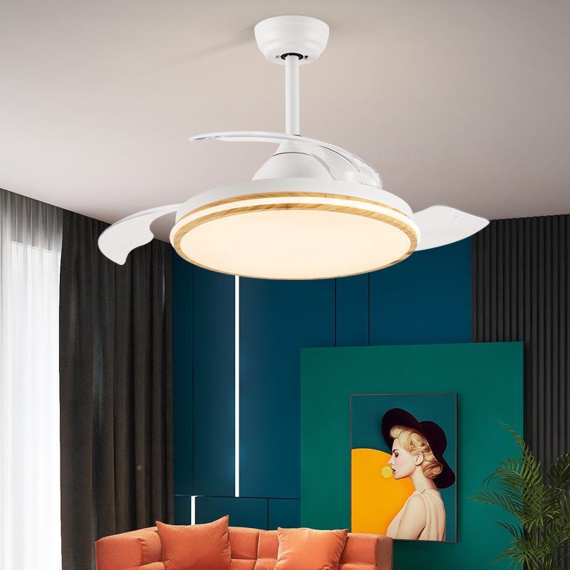 隐形风扇灯客家用厅风风力大变频静音一体扇吊灯餐厅卧室吊扇灯