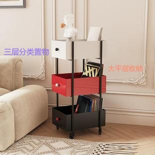 网红家用零食置物架小推车三层三色卧室移动收纳书架高颜值