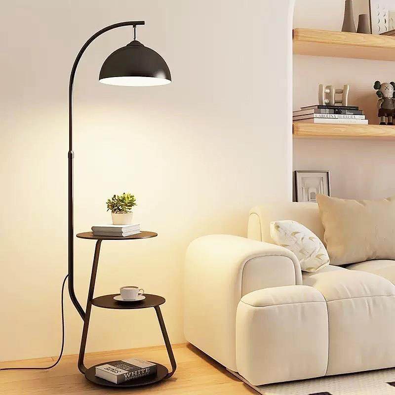 沙发旁边的落地灯卧室床头柜一体台灯带置物架客厅角落装饰气氛灯