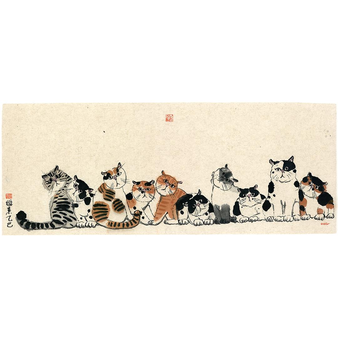 薛继业画猫水墨原作