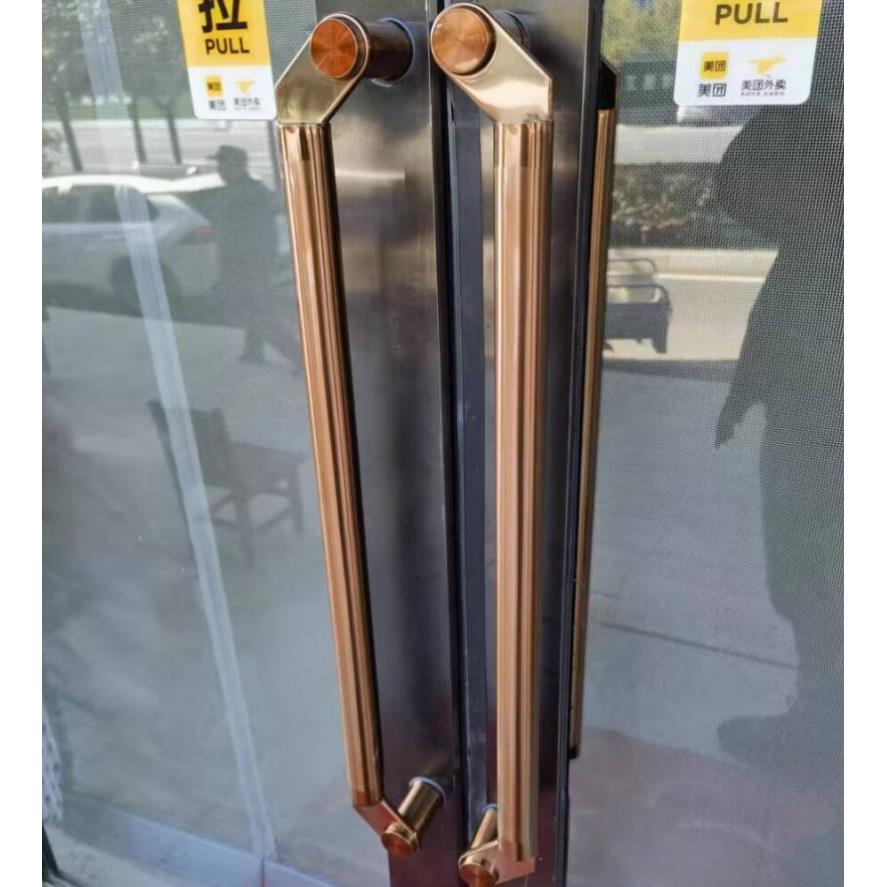 玻璃门推拉门把手大拉手中砂有框门不锈钢刀头加厚电镀型斜拐脚
