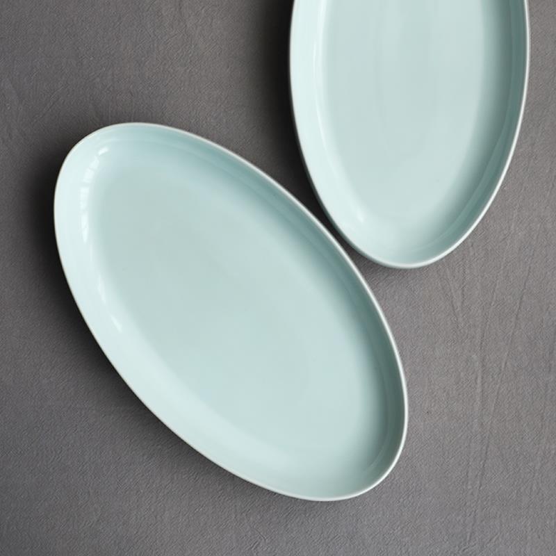 山水一间家用陶瓷鱼盘椭圆形瓷盘实用菜盘景德镇餐具12寸14寸