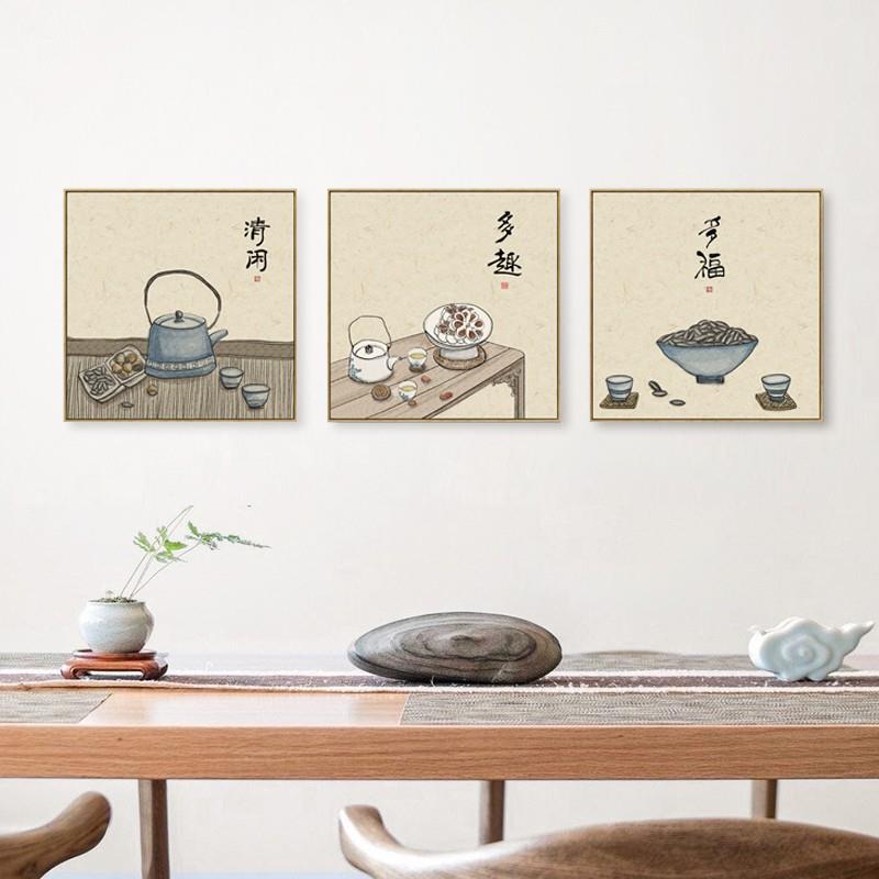 茜牡 现代文艺风挂画方形好寓意墙饰组合客厅饭店茶室墙面装饰画图片
