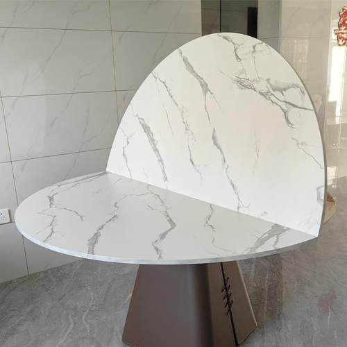 家用折叠圆桌面圆台面带玻璃转盘酒店餐桌对折圆形大桌面板15人