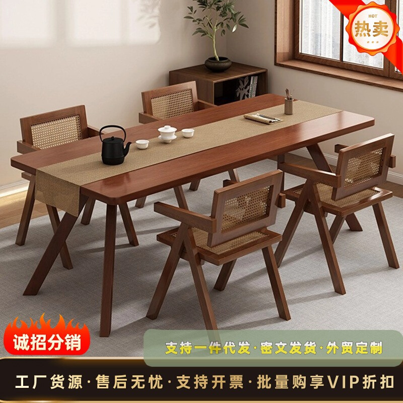 茶桌椅组合一桌五椅茶台洽谈桌现代简约阳台大板茶桌新中式泡茶桌