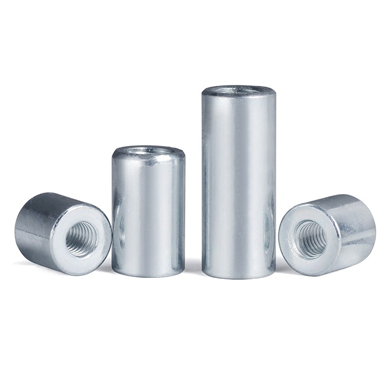 盐雾蓝白圆螺母螺杆丝杆连接螺母加长圆柱螺母套管焊接螺母M4-12L