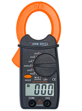 胜利VC6017数字钳形表电流表高精度钳流表迷你袖珍小型钳形万用表