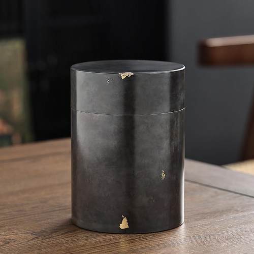 纯手工撒金古锡茶叶罐 轻奢覆古高纯度锡罐密封储茶罐半斤茶仓