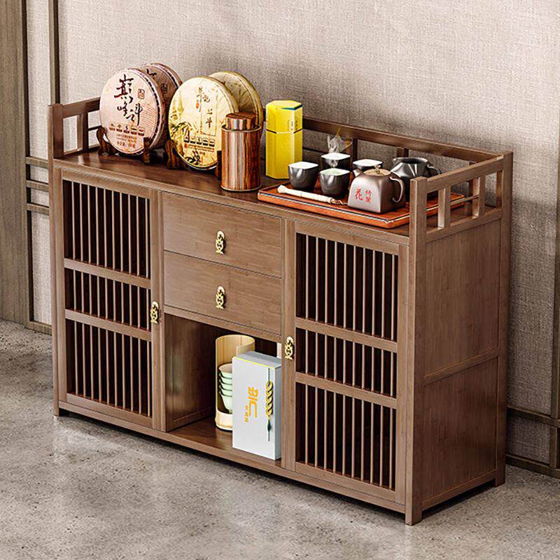 茶柜茶水柜茶台茶桌侧边柜置物架实木办公室茶具茶叶收纳储物柜子