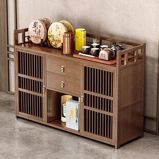 茶柜茶水柜茶台茶桌侧边柜置物架实木办公室茶具茶叶收纳储物柜子