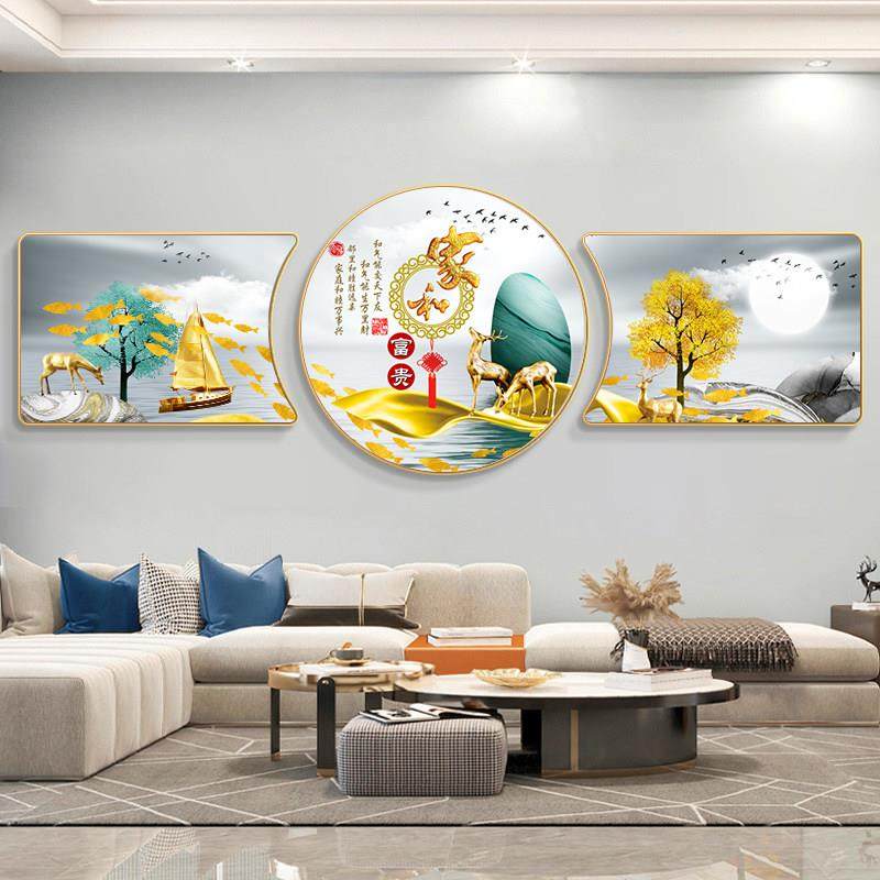 现代轻奢三联装饰画家和万事兴壁画简约大气沙发客厅背景墙挂画,家居饰品,现代装饰画,淘宝优惠券,粉丝福利购,淘宝优惠卷