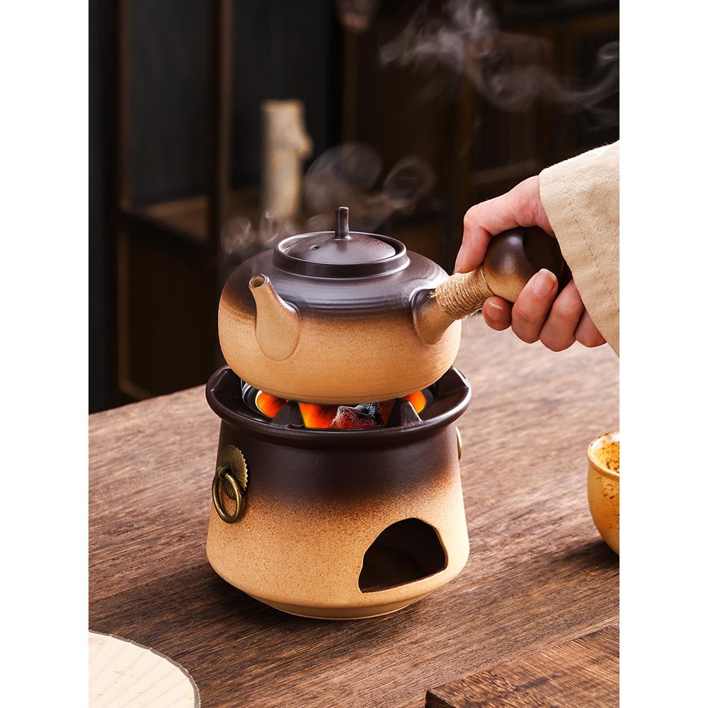 冬天围炉煮茶炭火炉煮茶壶可干烧专用全套陶壶明火碳火烤茶烧水壶
