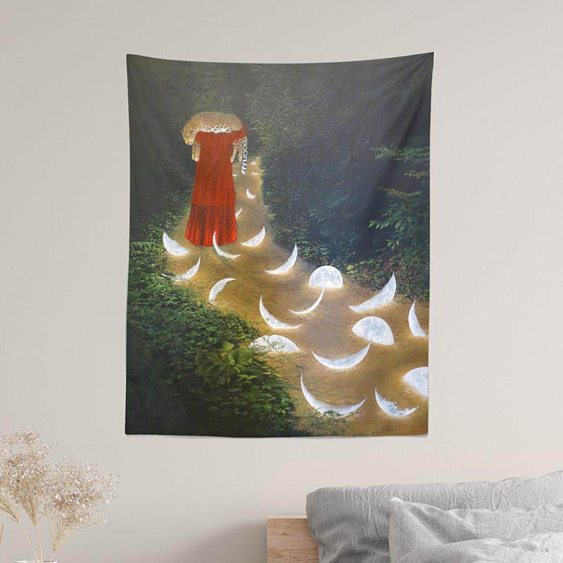 月亮坠落一千次 童话艺术画布北欧 宿舍卧室布置挂布床头背景布,居家布艺,挂毯/壁毯,淘宝优惠券,粉丝福利购,淘宝优惠卷