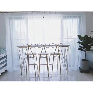 简约实木长条吧台桌椅客厅创意高脚桌蝴蝶高脚椅家用厨房隔断靠墙