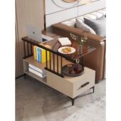 沙发侧边柜桌子茶几小型款 边桌角几柜靠墙窄简约轻奢风边几置物架