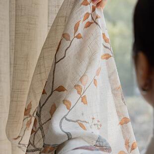 宋美花繁春序国学亚麻窗帘纱帘山新中式花鸟水禅意纱帘古风式古典