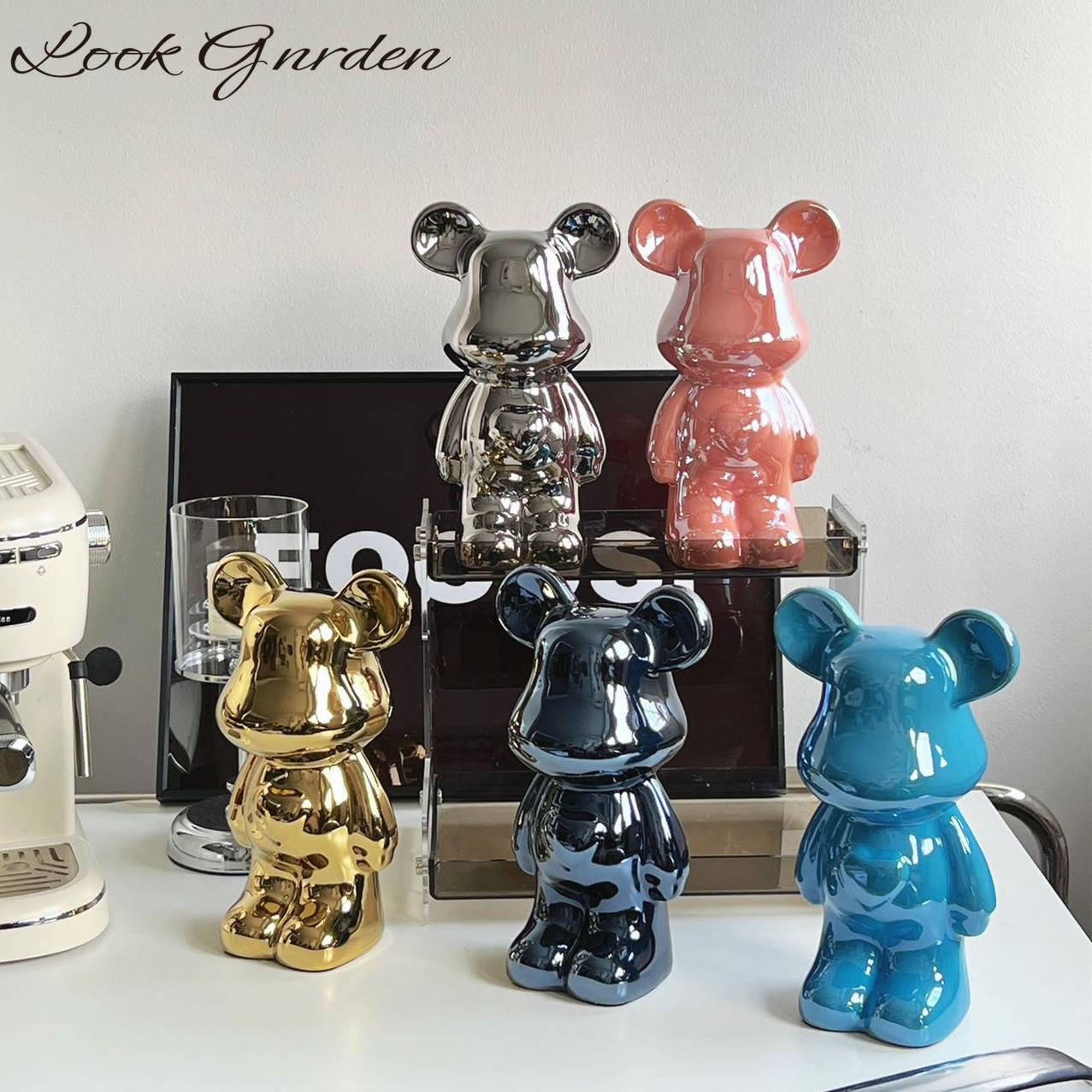 暴力面熊轻奢陶瓷电摆饰桌客厅玄关视柜酒暴力熊柜存罐简约家居装