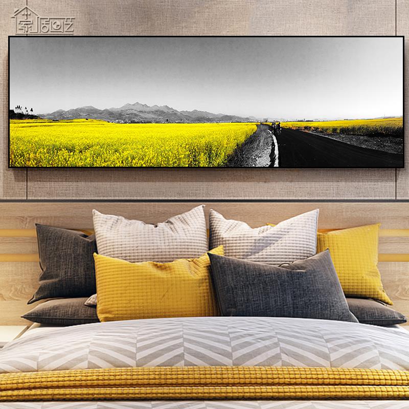 欧式白建筑客厅装饰画 现代沙发黑背景墙挂画 画卧室CNP床头挂画