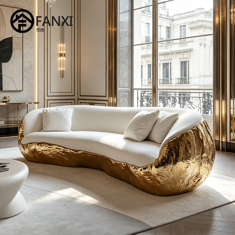 意式轻奢布艺弧形沙发设计师款别墅豪宅室内客厅高档简约休闲沙发