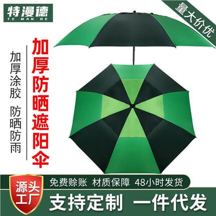 户外钓鱼伞大钓伞加厚万向调节黑胶折叠拐杖伞双层防雨防晒遮阳伞