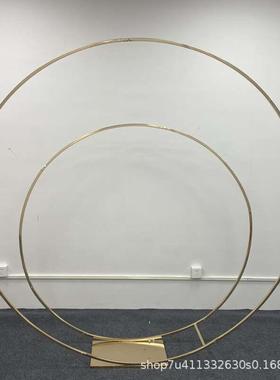 新款婚庆圆环拱门大型铁艺背景花门户外草坪圆形婚礼道具圆架子