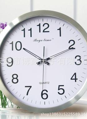 14寸金属挂钟塑料挂钟创意时尚挂钟温湿度电子挂钟