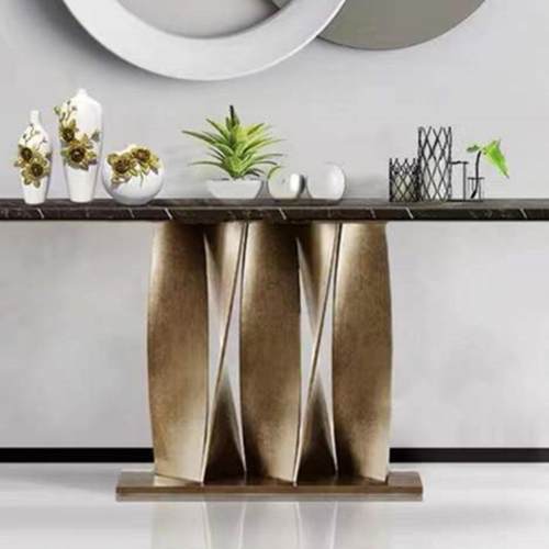 意式轻奢大理石玄关台入户门厅靠墙窄桌现代简约不锈钢条案装饰桌