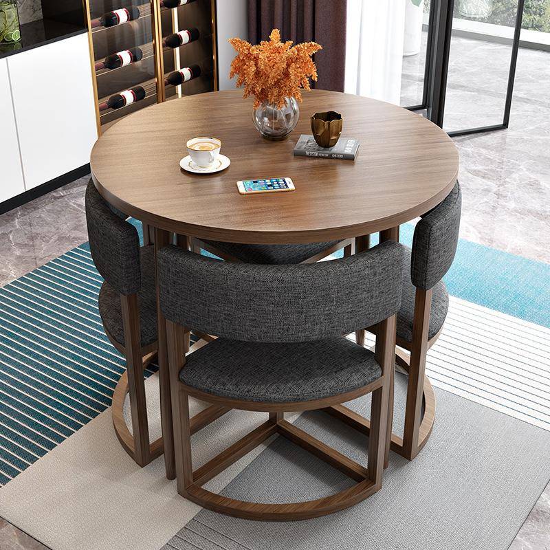 简约餐桌小户型家用桌椅店铺会客办公室休闲接待可收纳桌椅组合